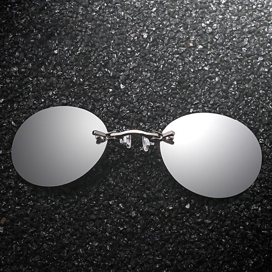 Frameless Clip-nose Round Clip-on Glasses Retro Mini Clip-nose Sunglasses
