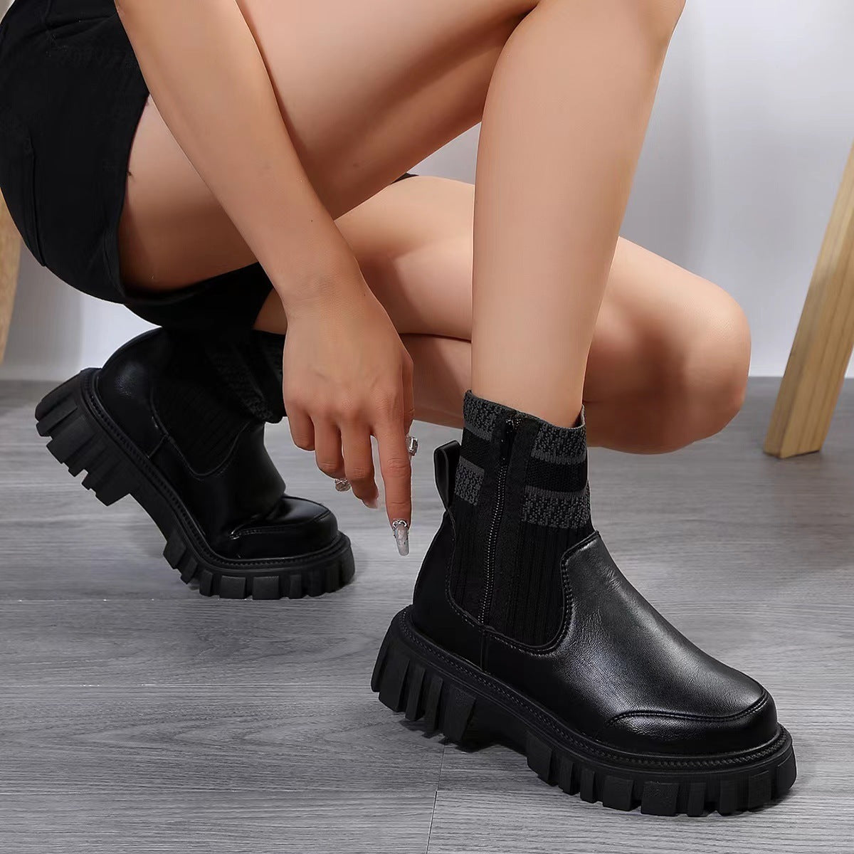 Krispfy Orignals USA - Mid-Tube Boots With Zipper I  Round Toe Shoes Winter