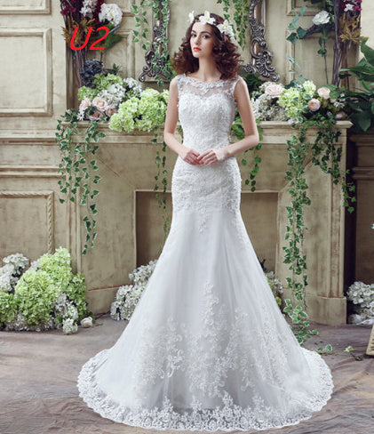 Krispfy.com Bride Trailing Wedding Dress sexy Lace Mermaid Wedding DressW