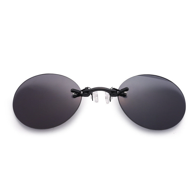 Frameless Clip-nose Round Clip-on Glasses Retro Mini Clip-nose Sunglasses