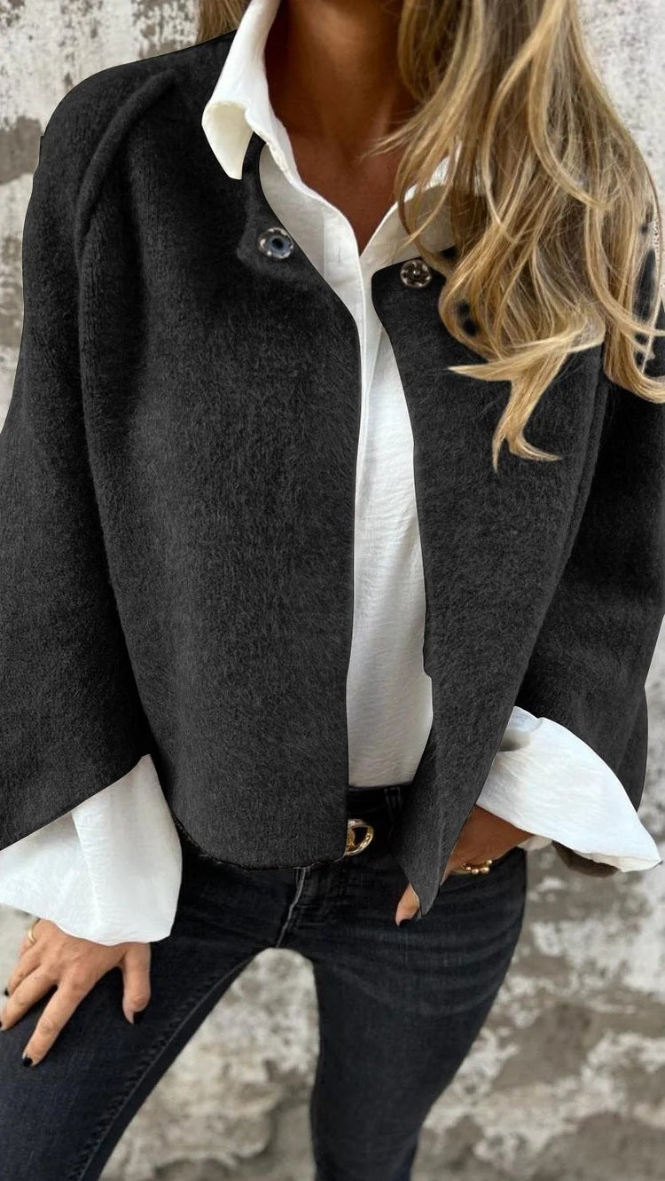 Women's Batwing Sleeve Cardigan Ins Fashion Cropped Jacket Tops Autumn And Winter Loose Short Cashmere Coat