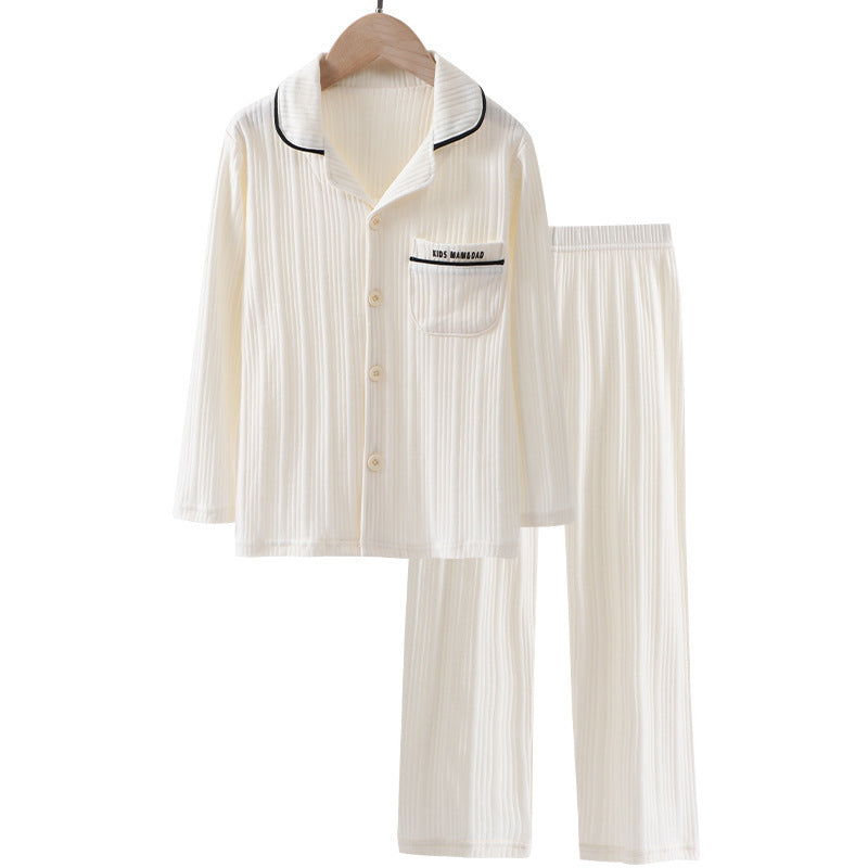 Children's Parent-child Homewear Suit Lapel Cotton