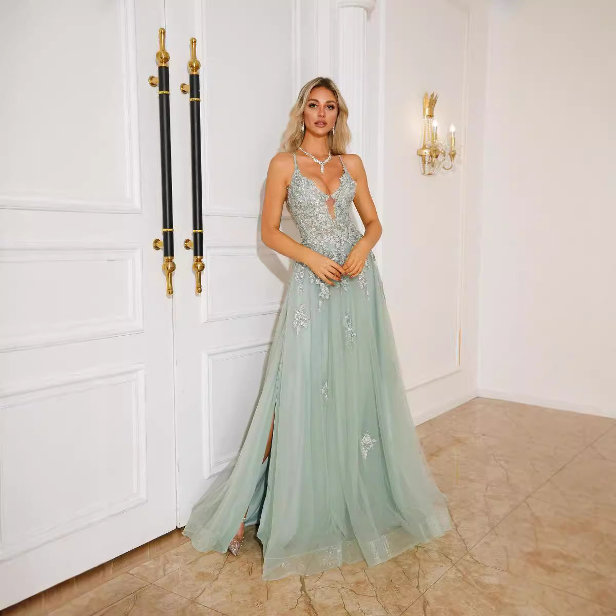 Krispfy.com Women Evening Dresses Suspender Dance Dress Long