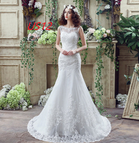 Krispfy.com Bride Trailing Wedding Dress sexy Lace Mermaid Wedding DressW