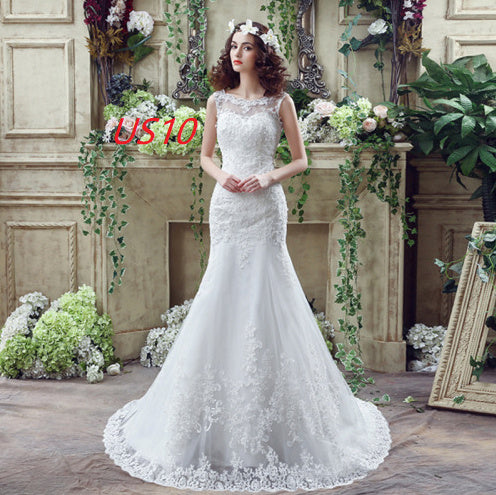 Krispfy.com Bride Trailing Wedding Dress sexy Lace Mermaid Wedding DressW