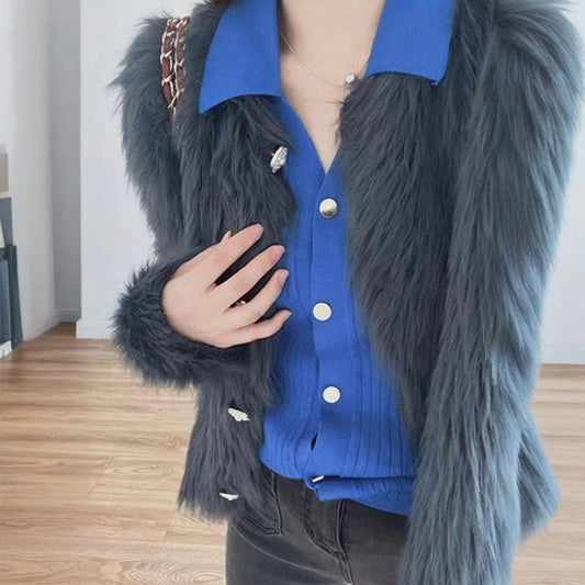 Women's Solid Color Elegant Long Sleeve Faux Knit Cardigan - Open Front Sweater For Fall&Winter