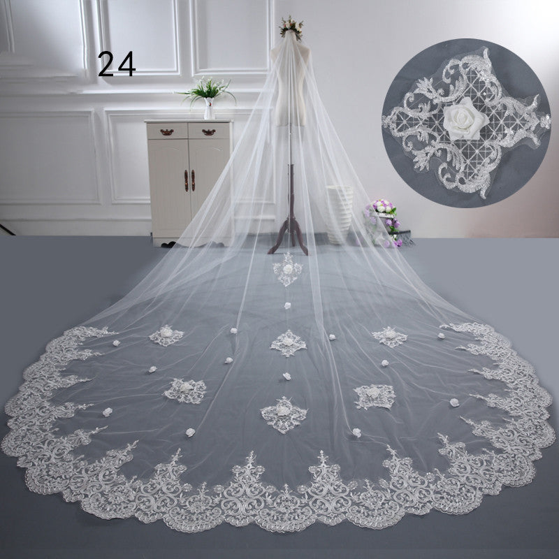 Krispfy.com Bride Wedding Master Wedding Veil Long Long Tail