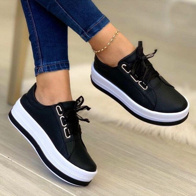 Krispfy Orignals USA - Fashion Flats Sneakers Women I Ribbon Lace-up Platform Shoes