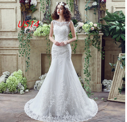 Krispfy.com Bride Trailing Wedding Dress sexy Lace Mermaid Wedding DressW