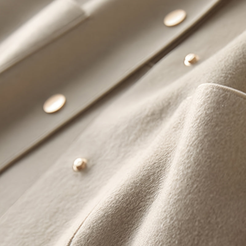 Women's Lightweight Autumn Short Coat - Single Breasted Turn Down Collar Long Sleeve Casual Outwear Jacket