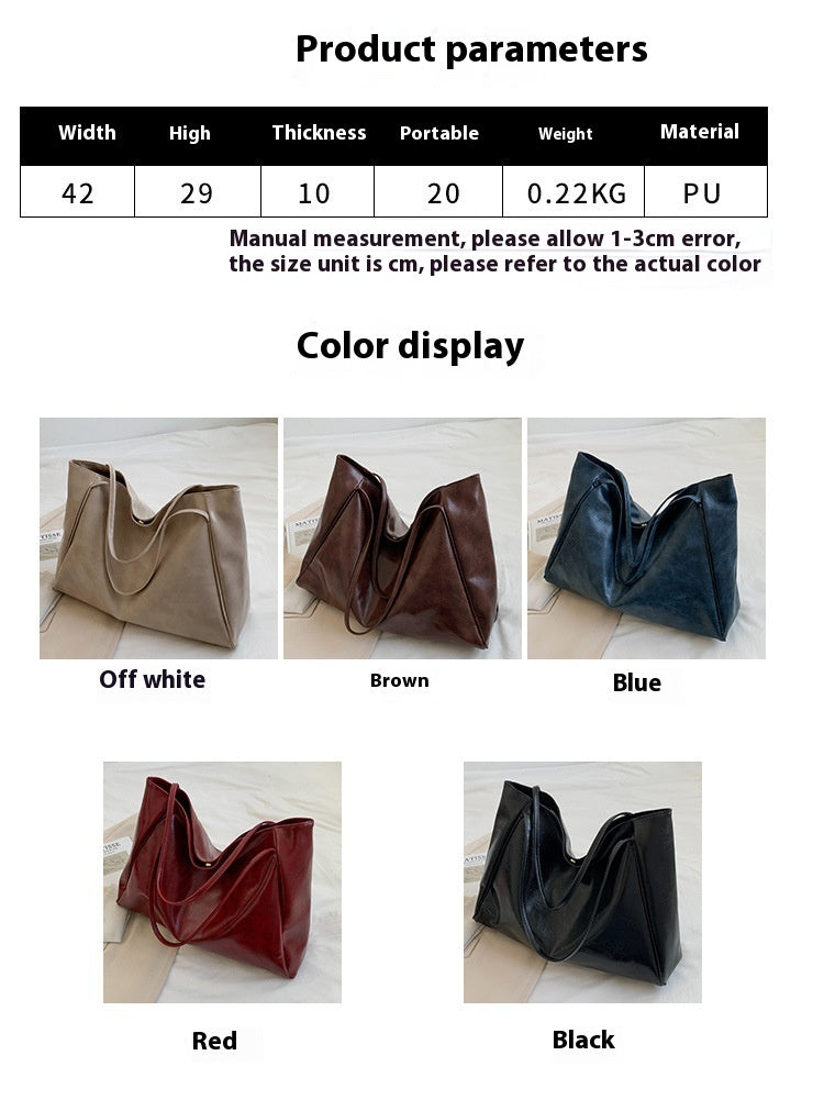 Vintage Women's Tote Bag Athletic Casual Fashion Large Capacity Leather Shoulder Bag Shopper Harajuku Simple Handbag