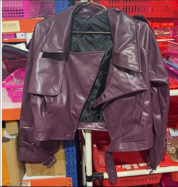 Loose Lapel Leather Jacket Fashion Cropped Tops Streetwear For Womens Clothing