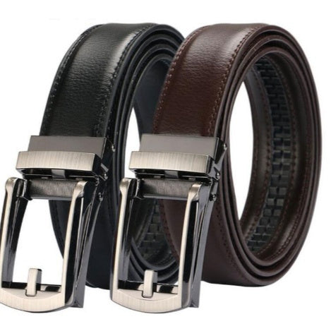 Men's Automatic Buckle Two-layer Cowhide Leather Belt